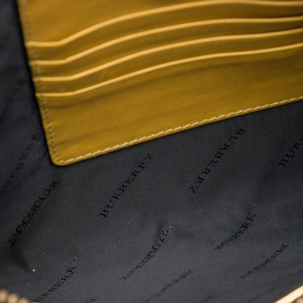 Burberry Grain Check Embossed Leather Peyton Crossbody Yellow Leather Very good - Model View