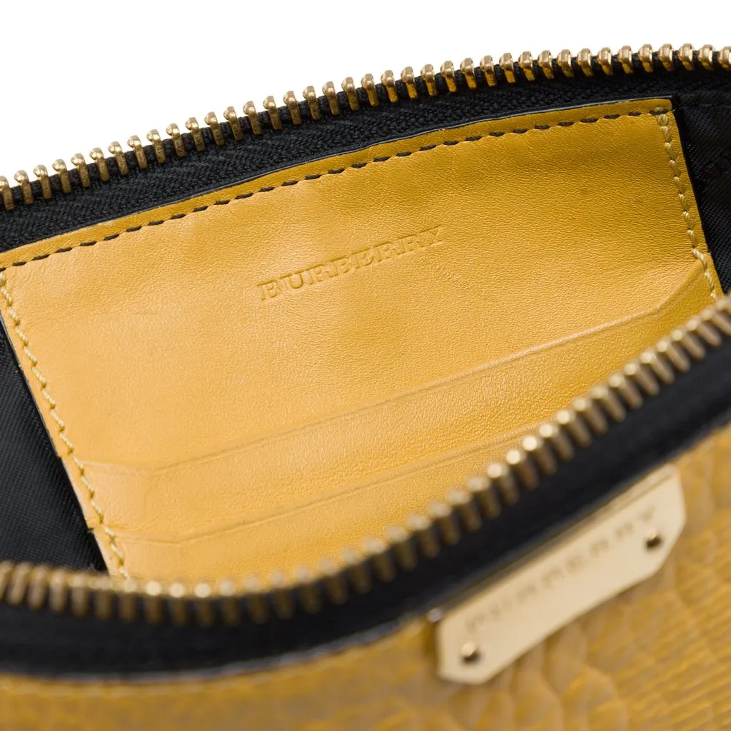 Burberry Grain Check Embossed Leather Peyton Crossbody Yellow Leather Very good - Box View
