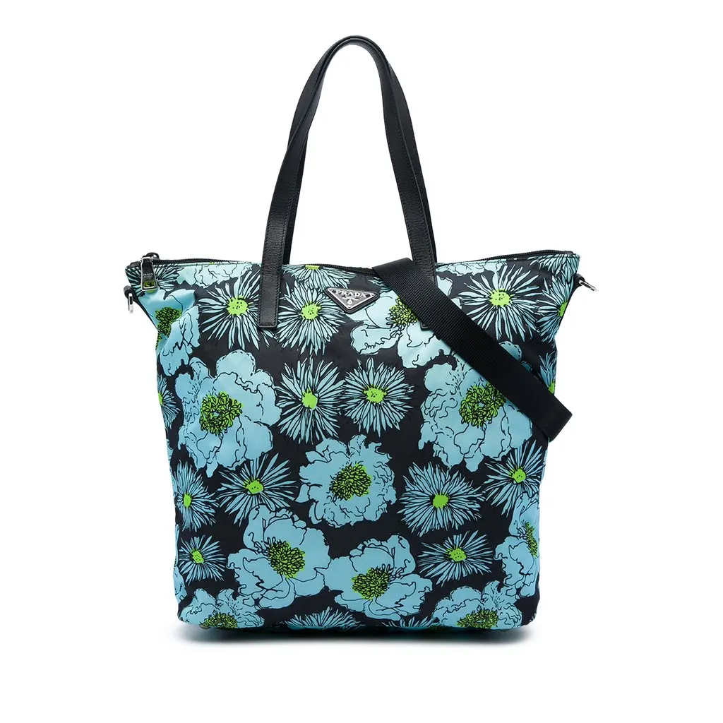 Prada Tessuto Stampato Tote Black Polyamide Very good - Front View