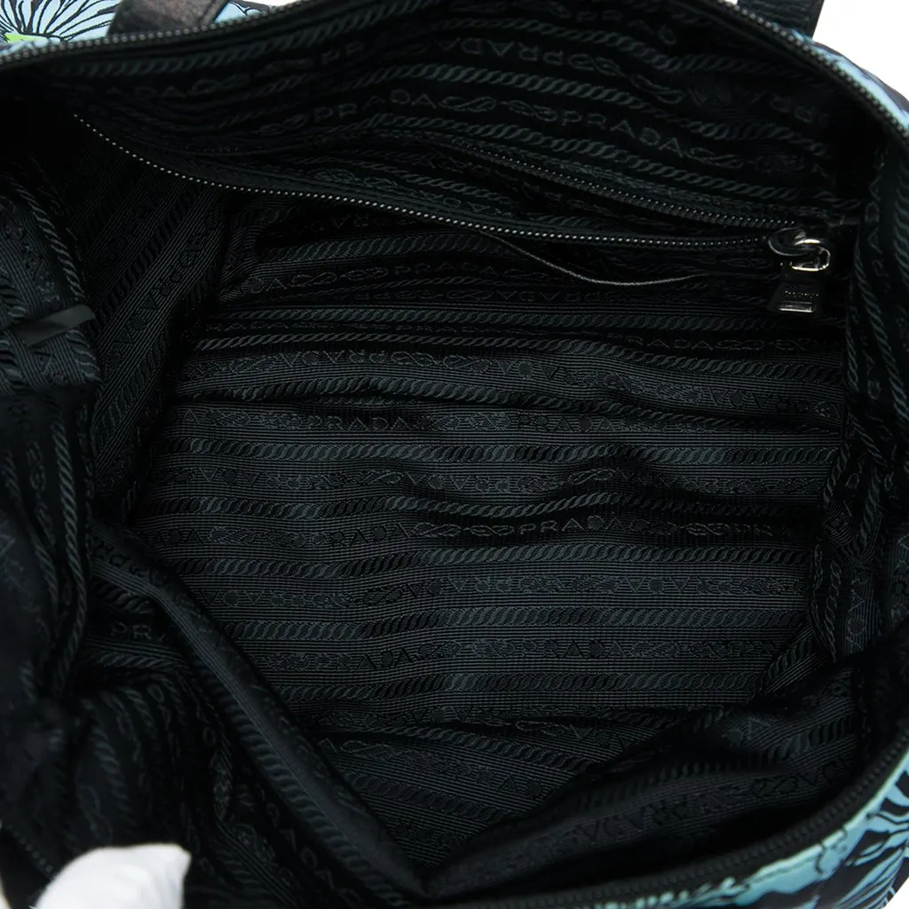 Prada Tessuto Stampato Tote Black Polyamide Very good - Model View