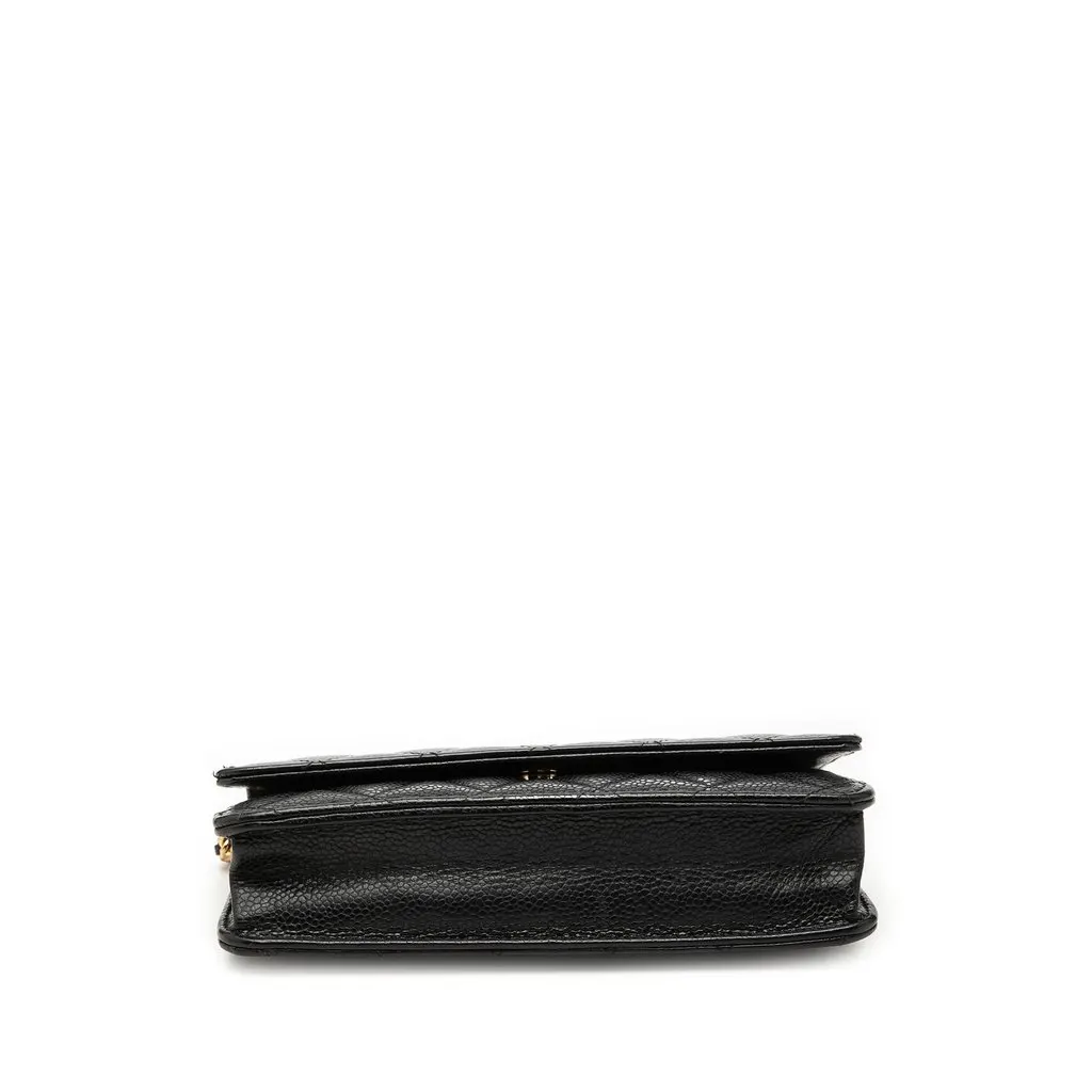 Chanel CC Quilted Caviar Wallet on Chain Black Leather Very good - Inside View