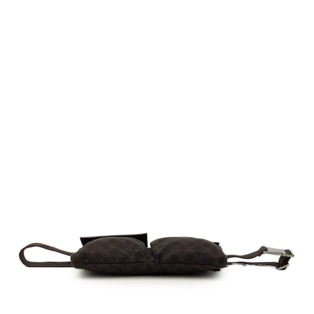 Gucci GG Canvas Double Pocket Belt Bag Brown Canvas Good - Inside View