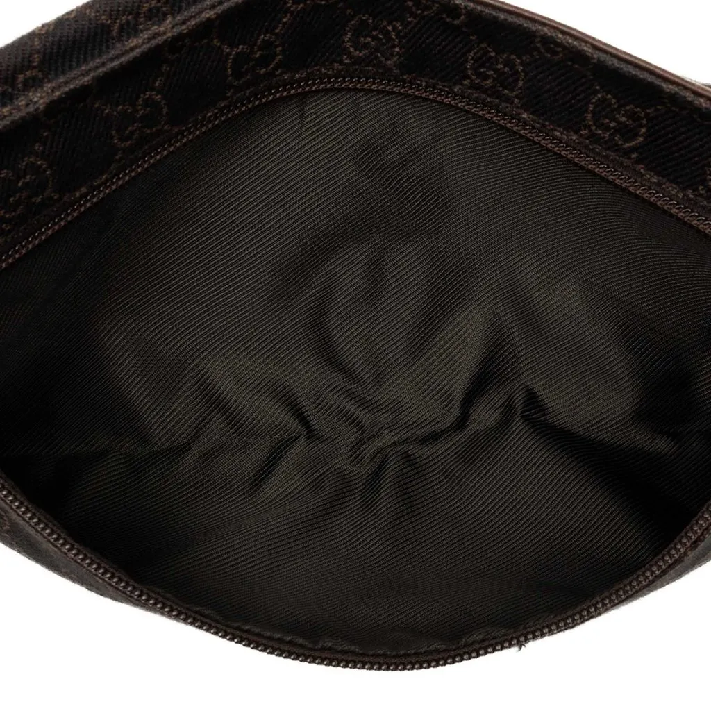 Gucci GG Canvas Double Pocket Belt Bag Brown Canvas Good - Model View