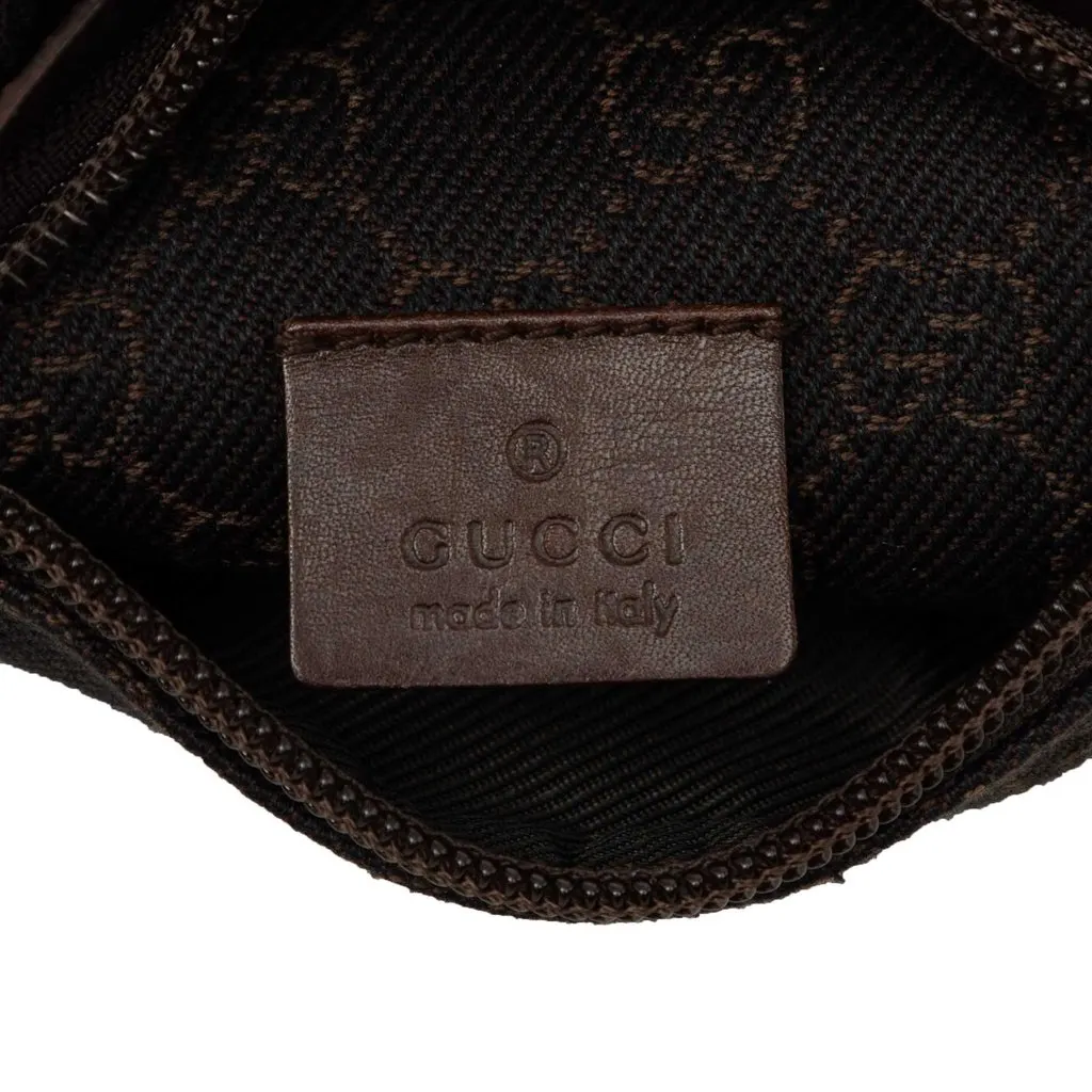 Gucci GG Canvas Double Pocket Belt Bag Brown Canvas Good - Box View