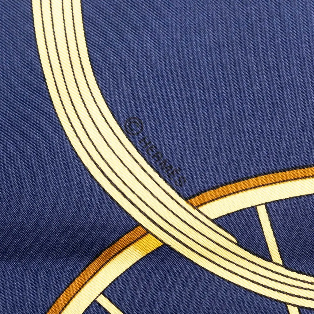 Hermès Springs Silk Scarf 90 Blue Silk Very good - Model View