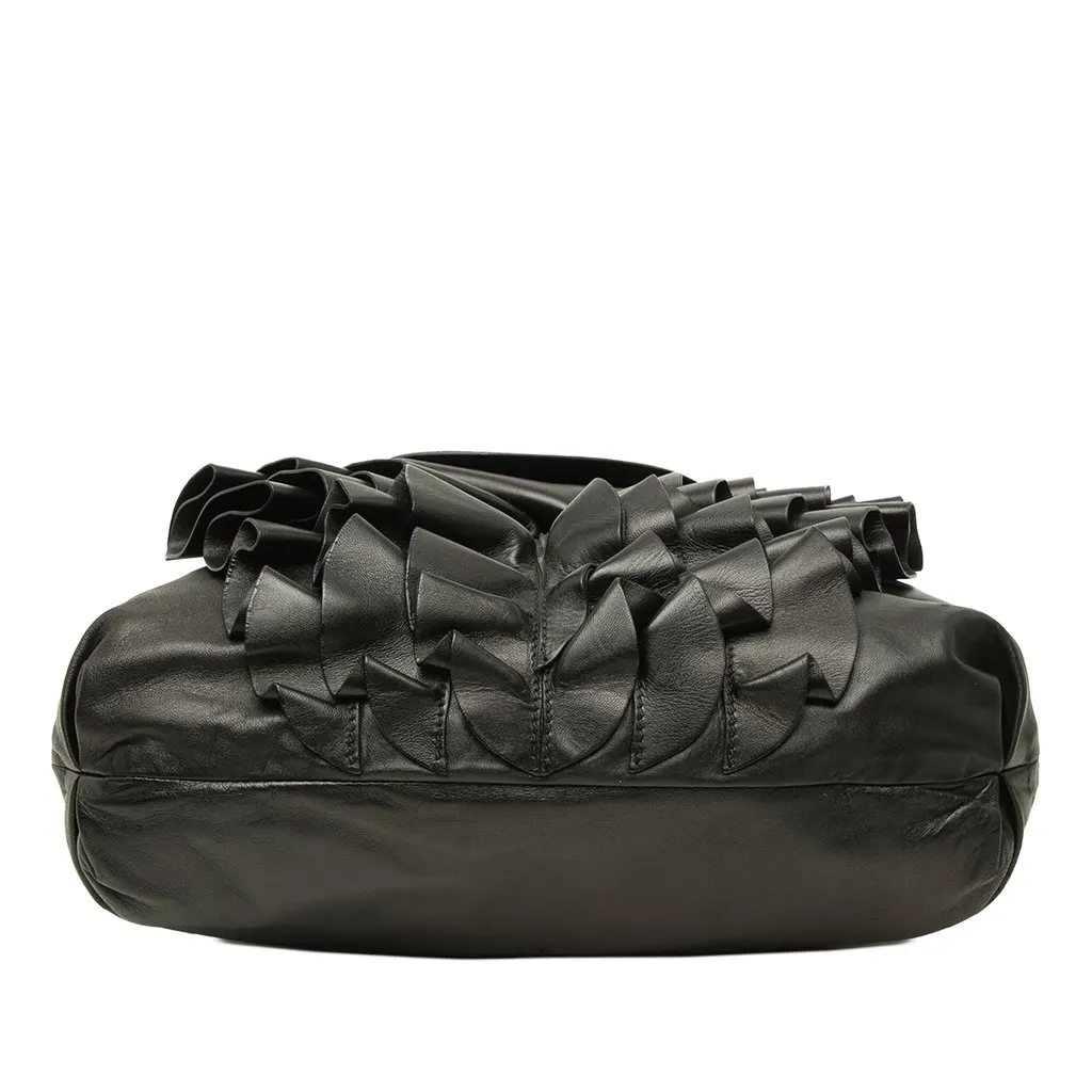 Valentino Nappa Petale Rose Tote Black Leather Good - Inside View