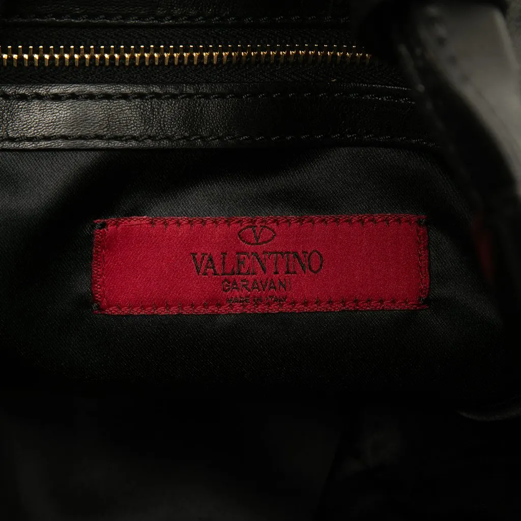 Valentino Nappa Petale Rose Tote Black Leather Good - Box View