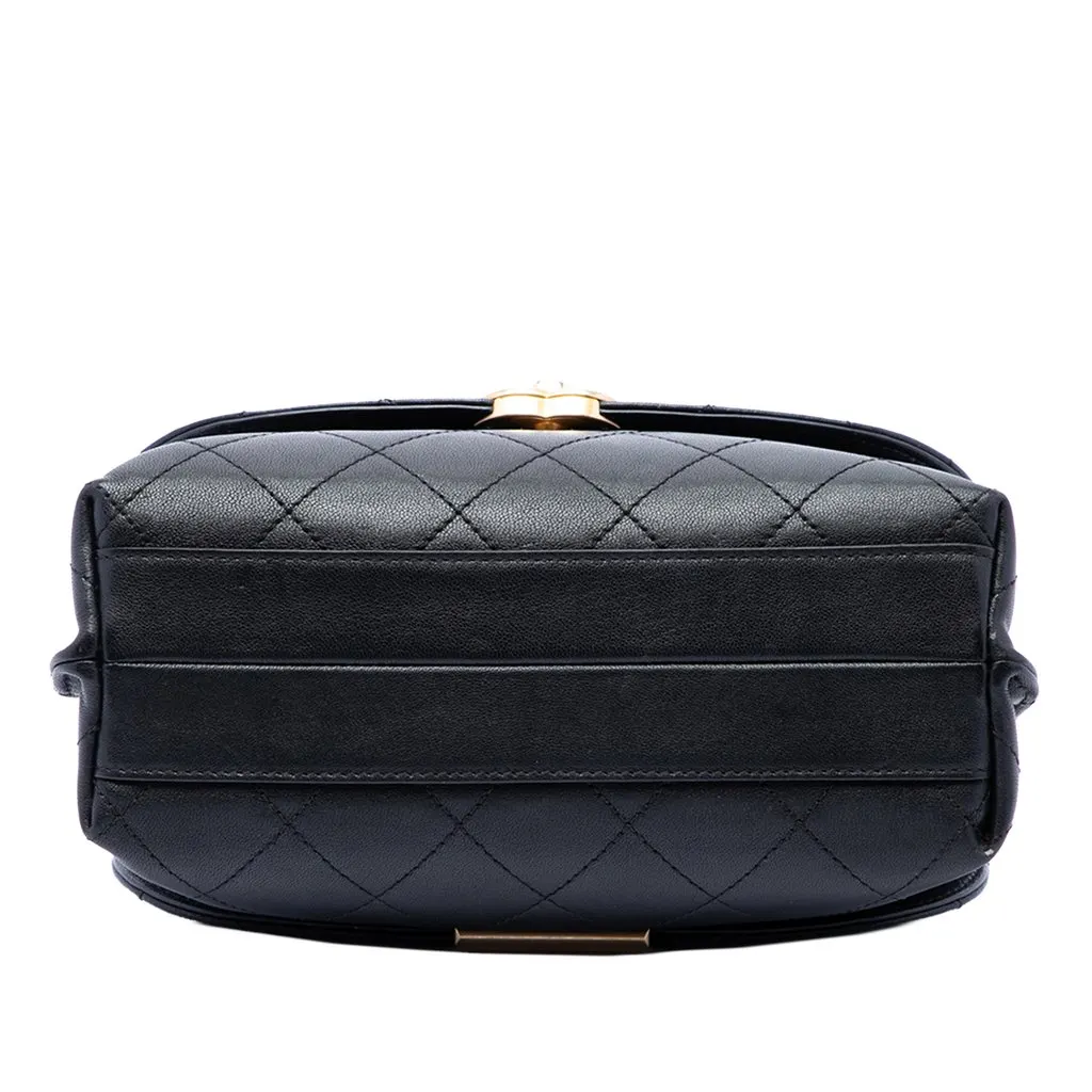 Chanel CC Quilted Calfskin Double Sided Metal Frame Flap Black Leather Very good - Inside View