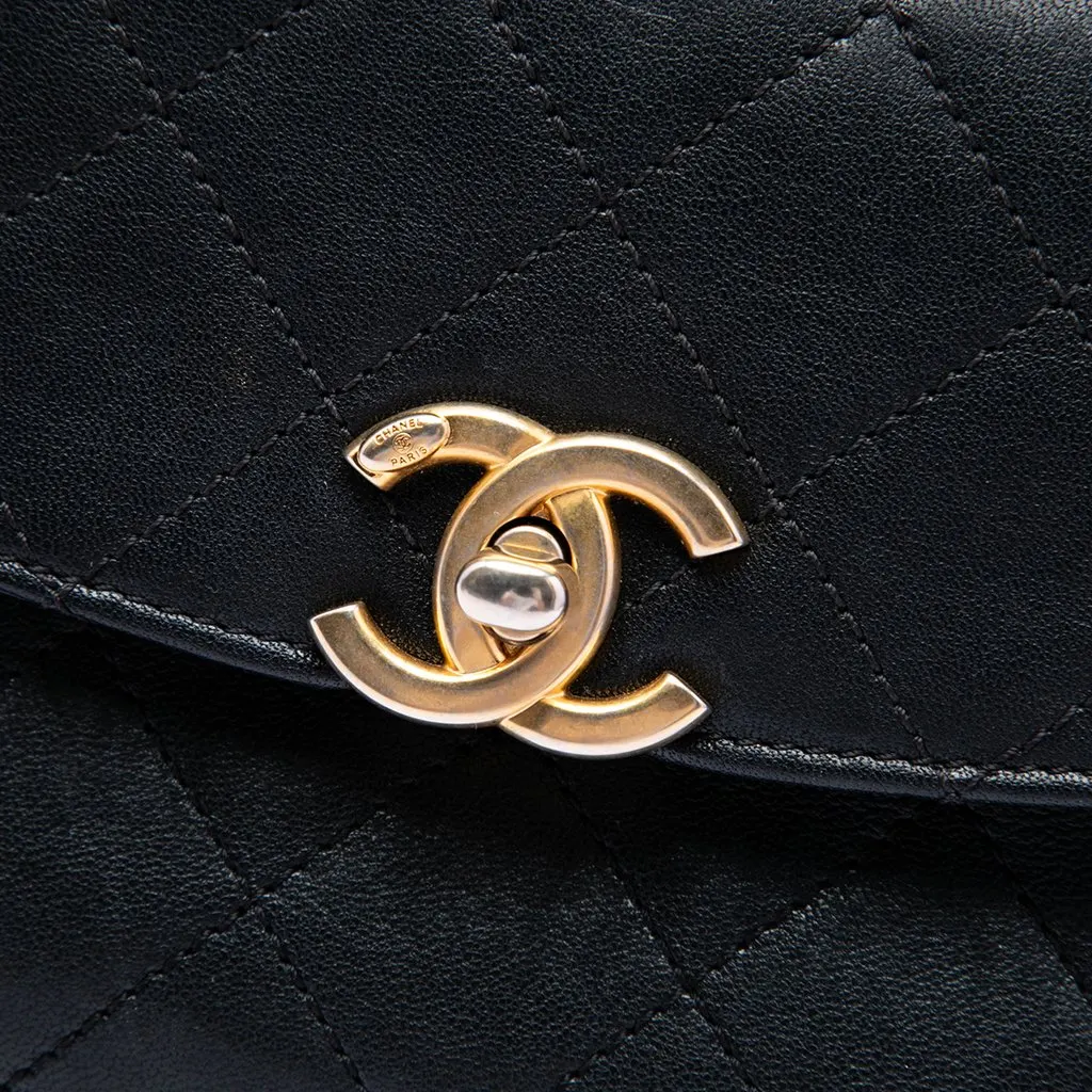 Chanel CC Quilted Calfskin Double Sided Metal Frame Flap Black Leather Very good - Box View