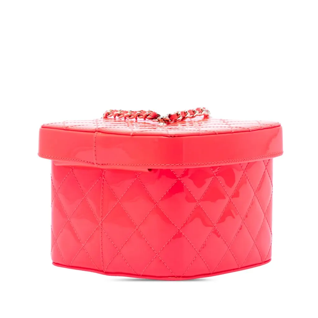 Chanel Mini CC Quilted Patent Vanity Bag Pink Leather Good - Back View