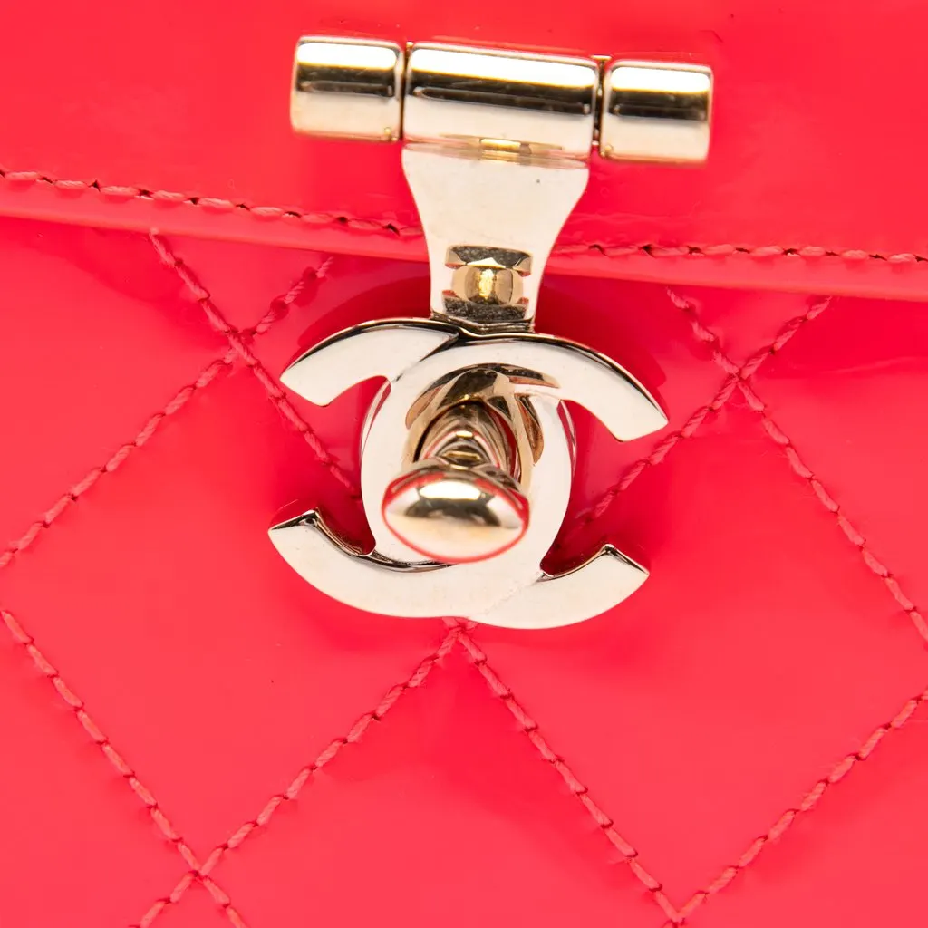 Chanel Mini CC Quilted Patent Vanity Bag Pink Leather Good - Box View