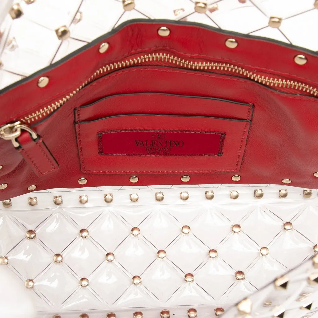 Valentino Medium PVC Rockstud Spike Satchel White Plastic Very good - Model View