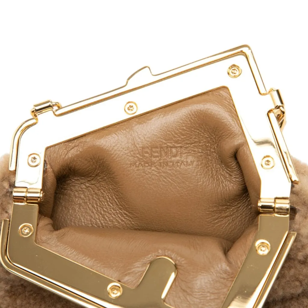 Fendi Nano Shearling Fendi First Charm Bag Beige Wool Very good - Model View