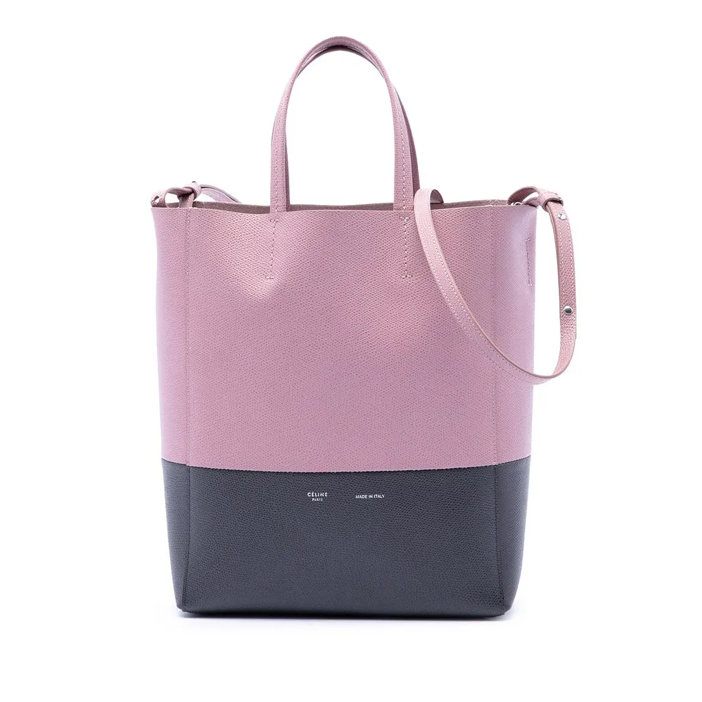 Celine Small Bicolor Grained Calfskin Vertical Cabas Tote Pink Leather Very good - Front View