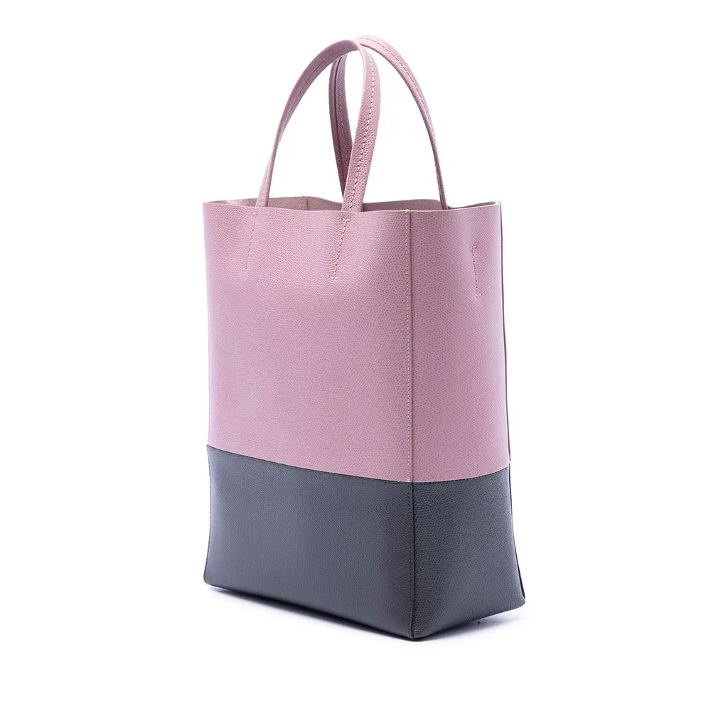 Celine Small Bicolor Grained Calfskin Vertical Cabas Tote Pink Leather Very good - Back View