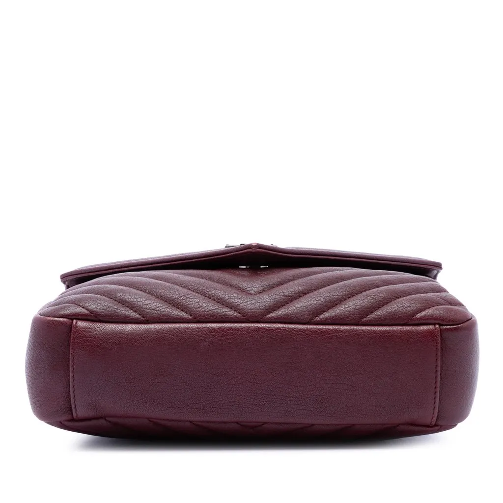 Saint Laurent Medium Chevron Sheepskin Monogram College Satchel Red Leather Very good - Inside View