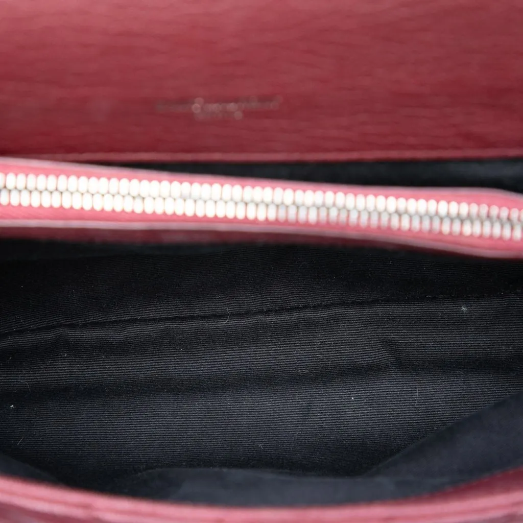 Saint Laurent Medium Chevron Sheepskin Monogram College Satchel Red Leather Very good - Model View
