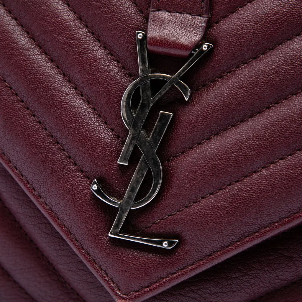 Saint Laurent Medium Chevron Sheepskin Monogram College Satchel Red Leather Very good - Box View
