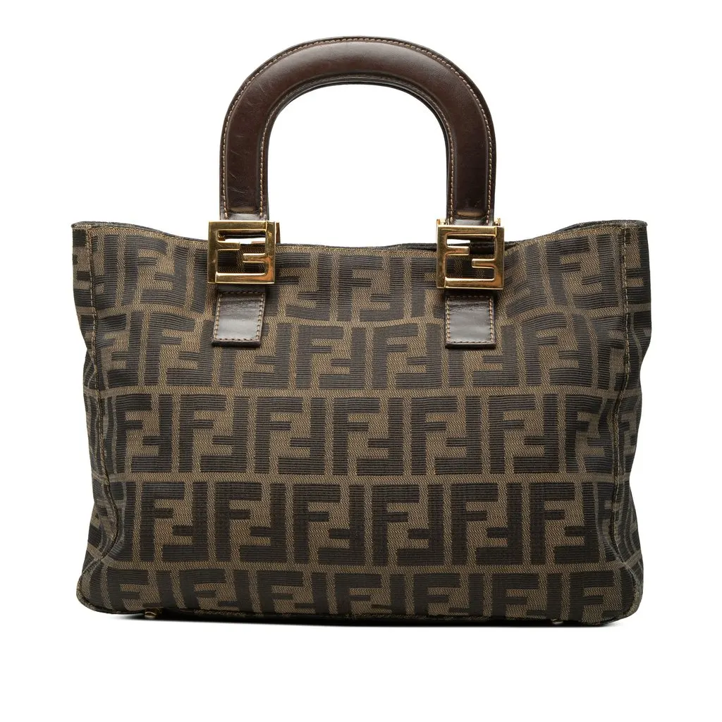 Fendi Small Zucca Canvas Twins Tote Brown Good - Front View