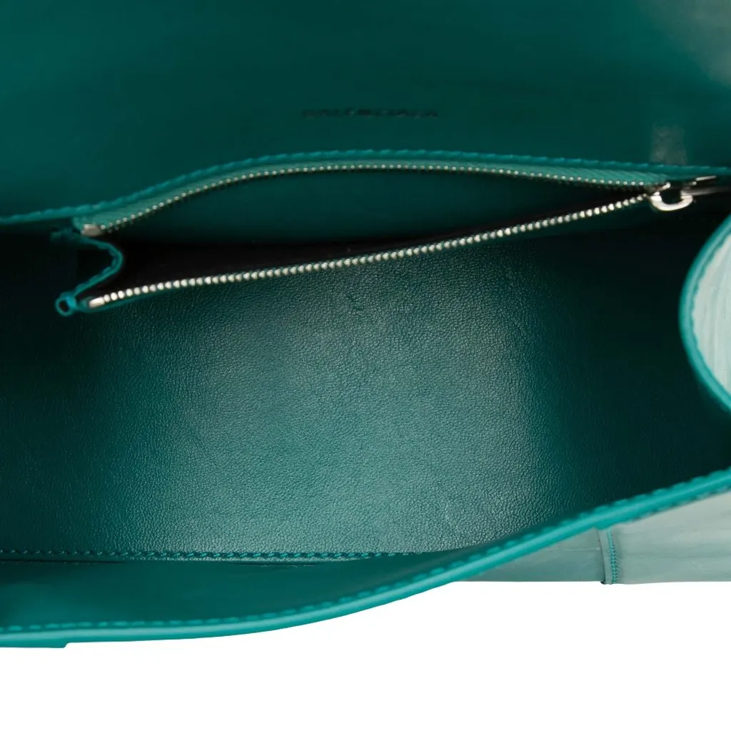 Balenciaga Small Shiny Box Calfskin Hourglass Top Handle Bag Blue Leather Very good - Model View