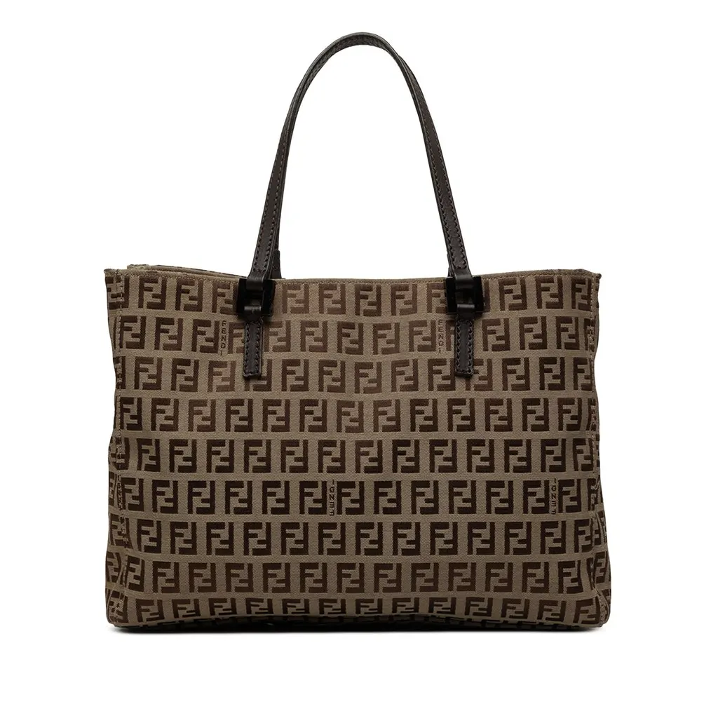 Fendi Zucchino Canvas Tote Beige Canvas Good - Front View