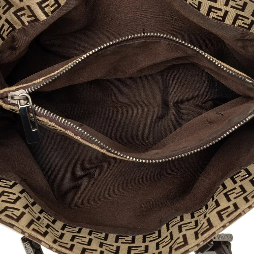 Fendi Zucchino Canvas Tote Beige Canvas Good - Model View