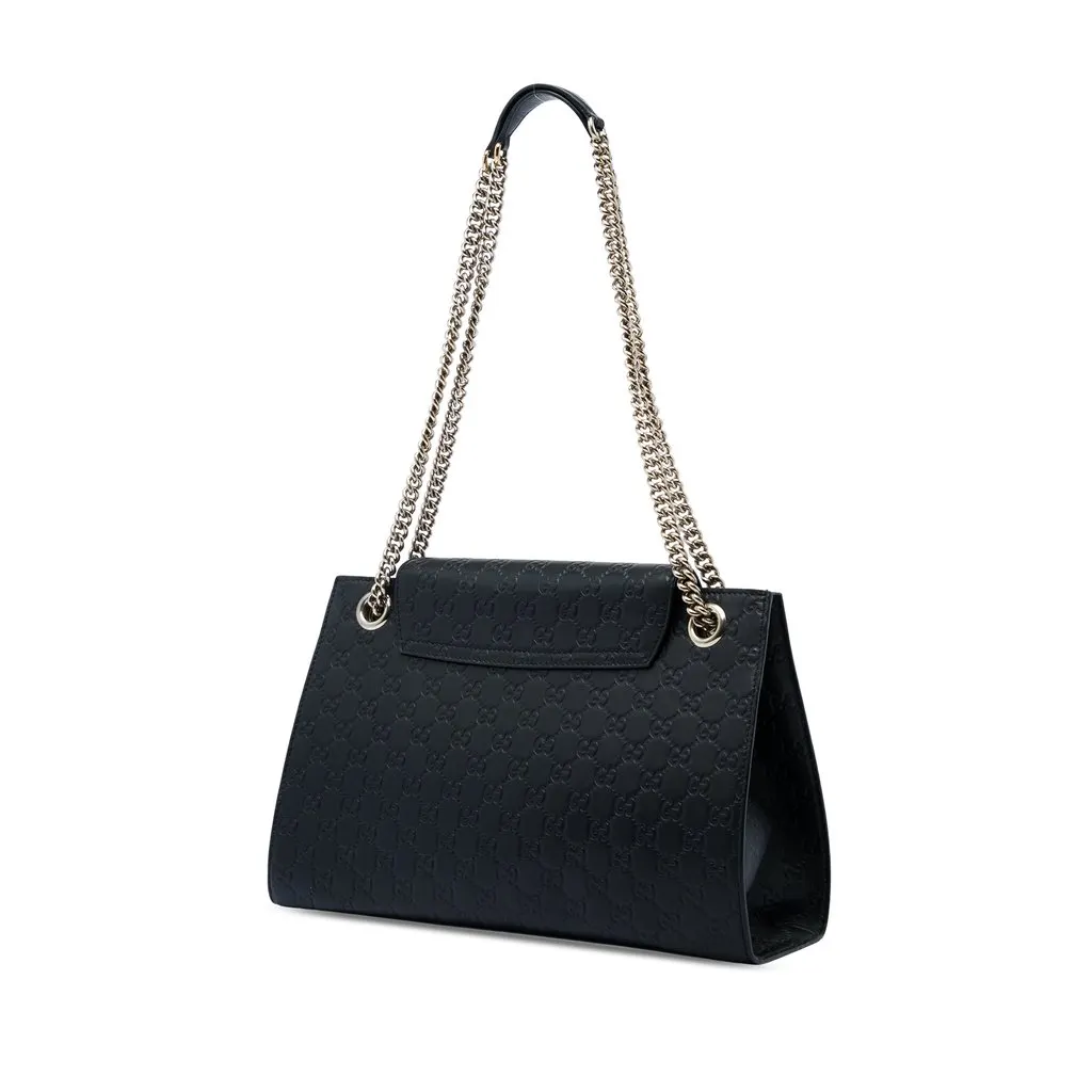 Gucci Large Guccissima Emily Shoulder Bag Black Leather Very good - Back View