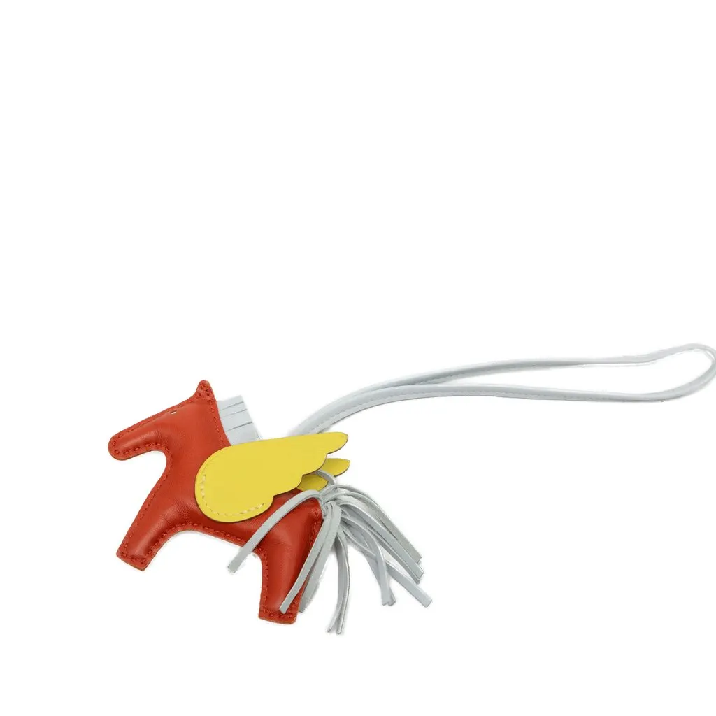 Hermès Milo Lambskin and Swift Grigri Rodeo Pegase Bag Charm PM Orange Leather Very good - Front View