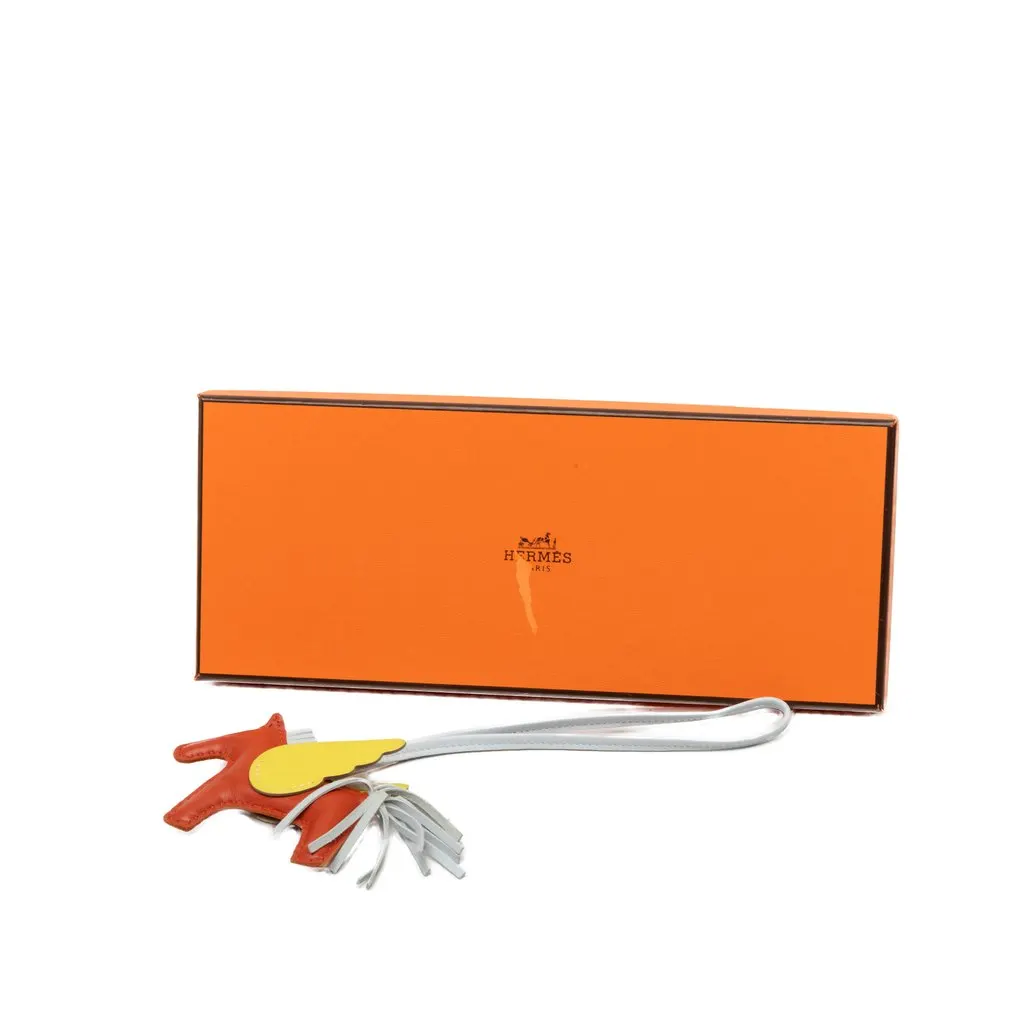 Hermès Milo Lambskin and Swift Grigri Rodeo Pegase Bag Charm PM Orange Leather Very good - Box View