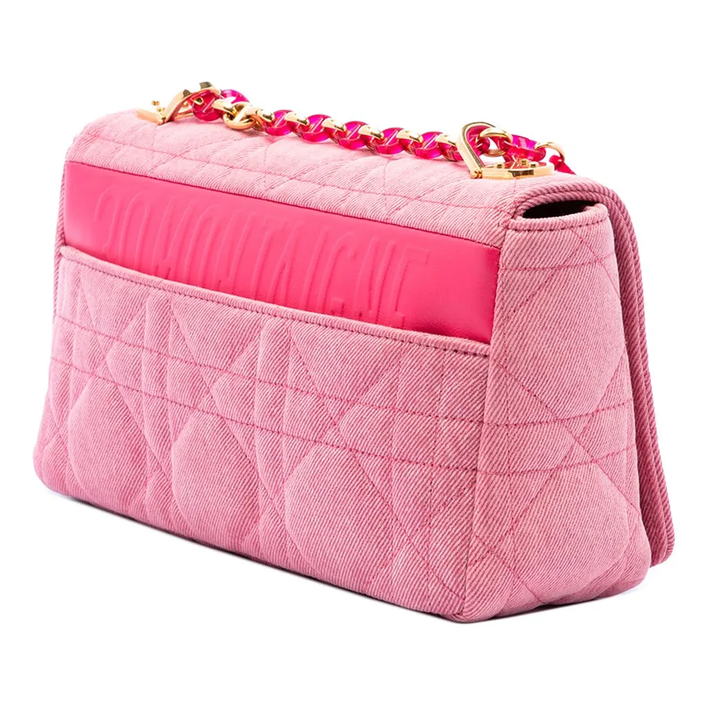 Dior Medium Denim Macrocannage Caro Bag Pink Very good - Back View