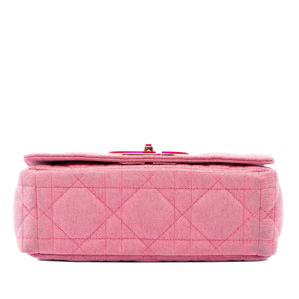 Dior Medium Denim Macrocannage Caro Bag Pink Very good - Inside View