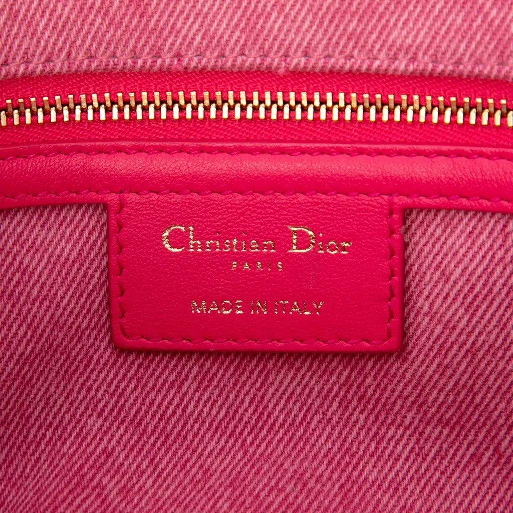 Dior Medium Denim Macrocannage Caro Bag Pink Very good - Box View