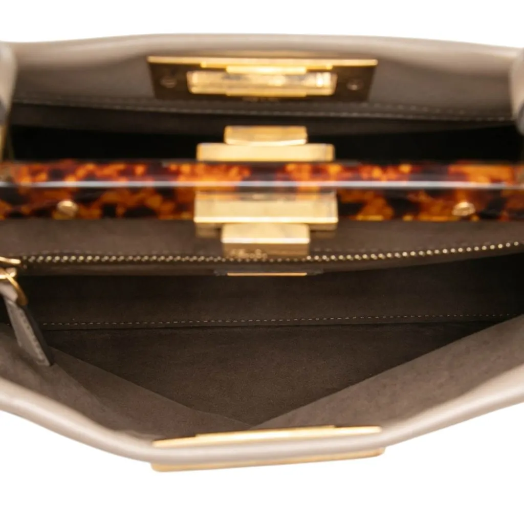 Fendi Medium Leather Peekaboo Iconic Satchel Brown Leather Very good - Model View