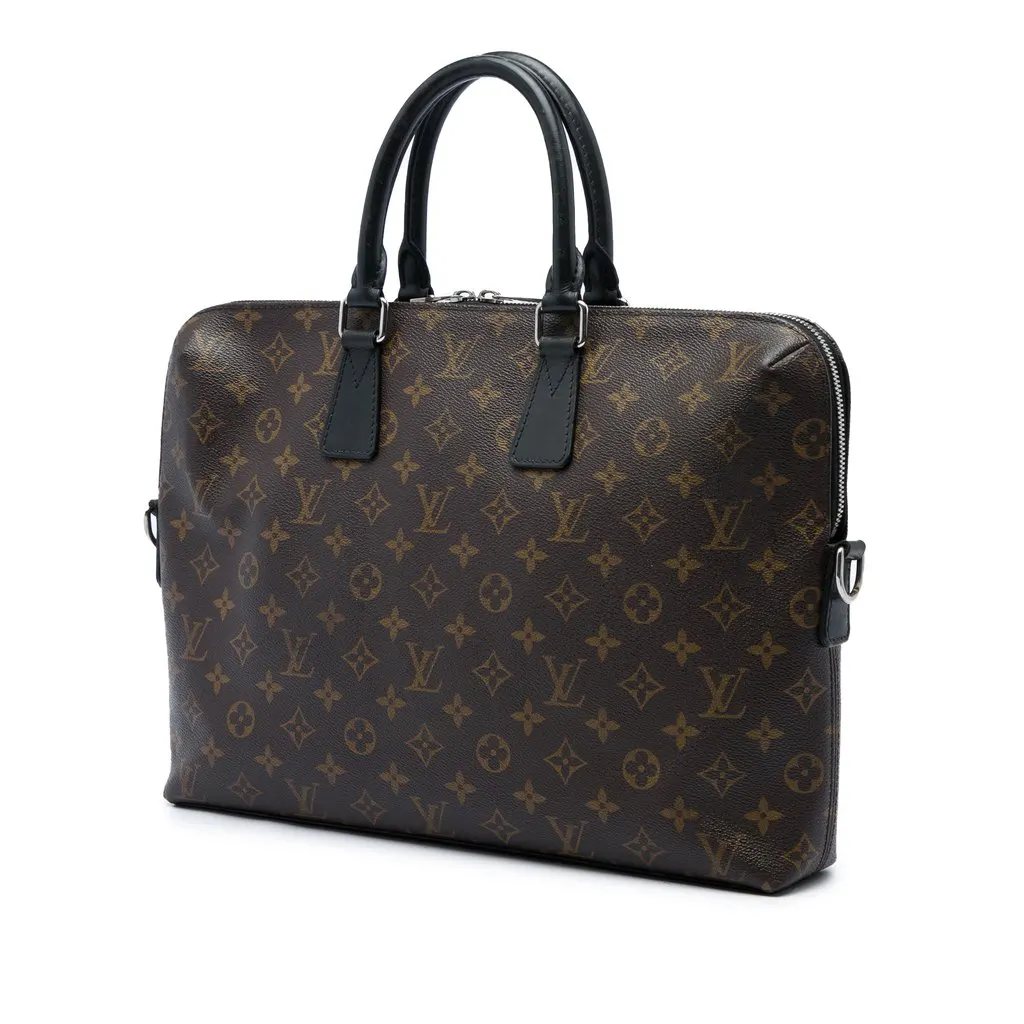 Louis Vuitton Monogram Macassar Porte Documents Jour Brown Canvas Good - Back View