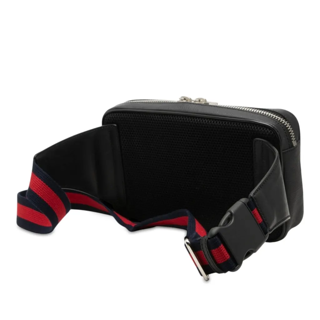 Gucci GG Supreme Web Belt Bag Black Canvas Good - Back View