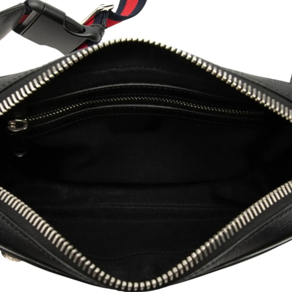 Gucci GG Supreme Web Belt Bag Black Canvas Good - Model View
