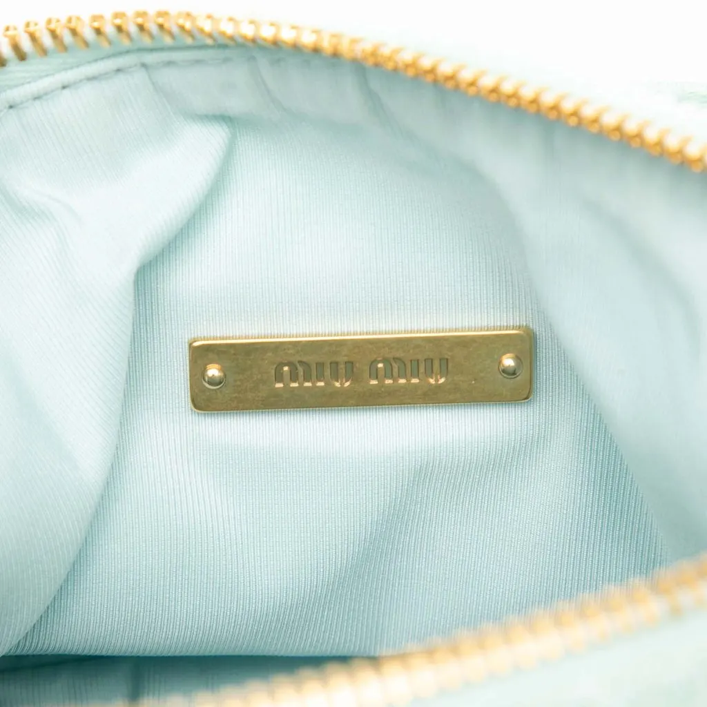 Miu Miu Terry Cloth Logo Handbag Green Very good - Box View