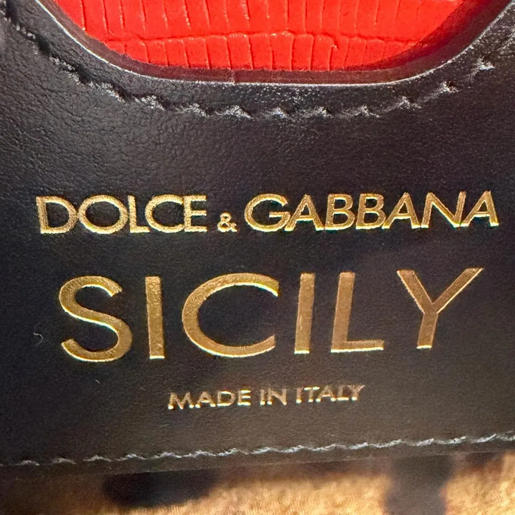 Dolce & Gabbana Small Iguana Embossed Calfskin Miss Sicily Satchel Red Leather Very good - Box View