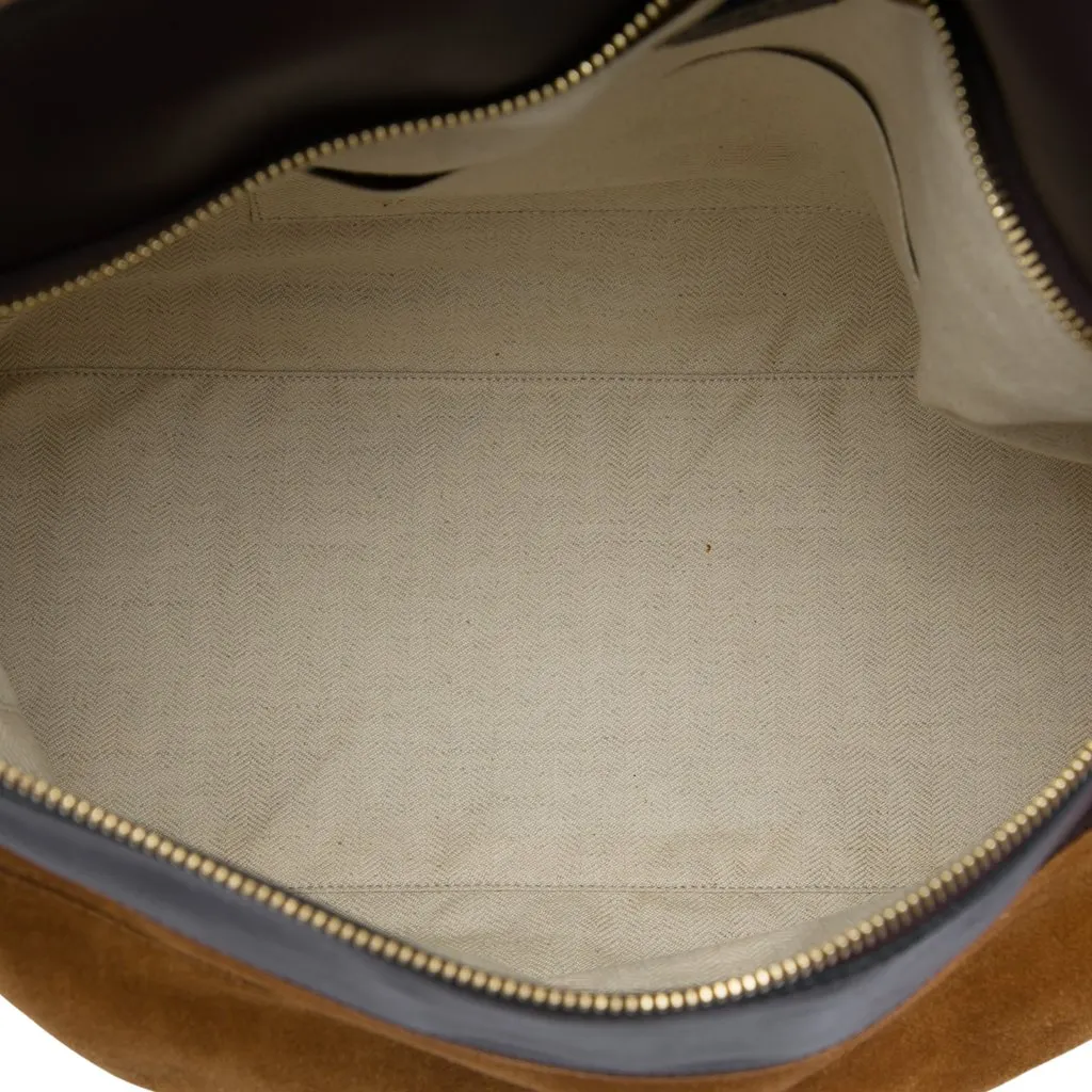 LOEWE Large Suede Puzzle Satchel Brown Leather Very good - Model View
