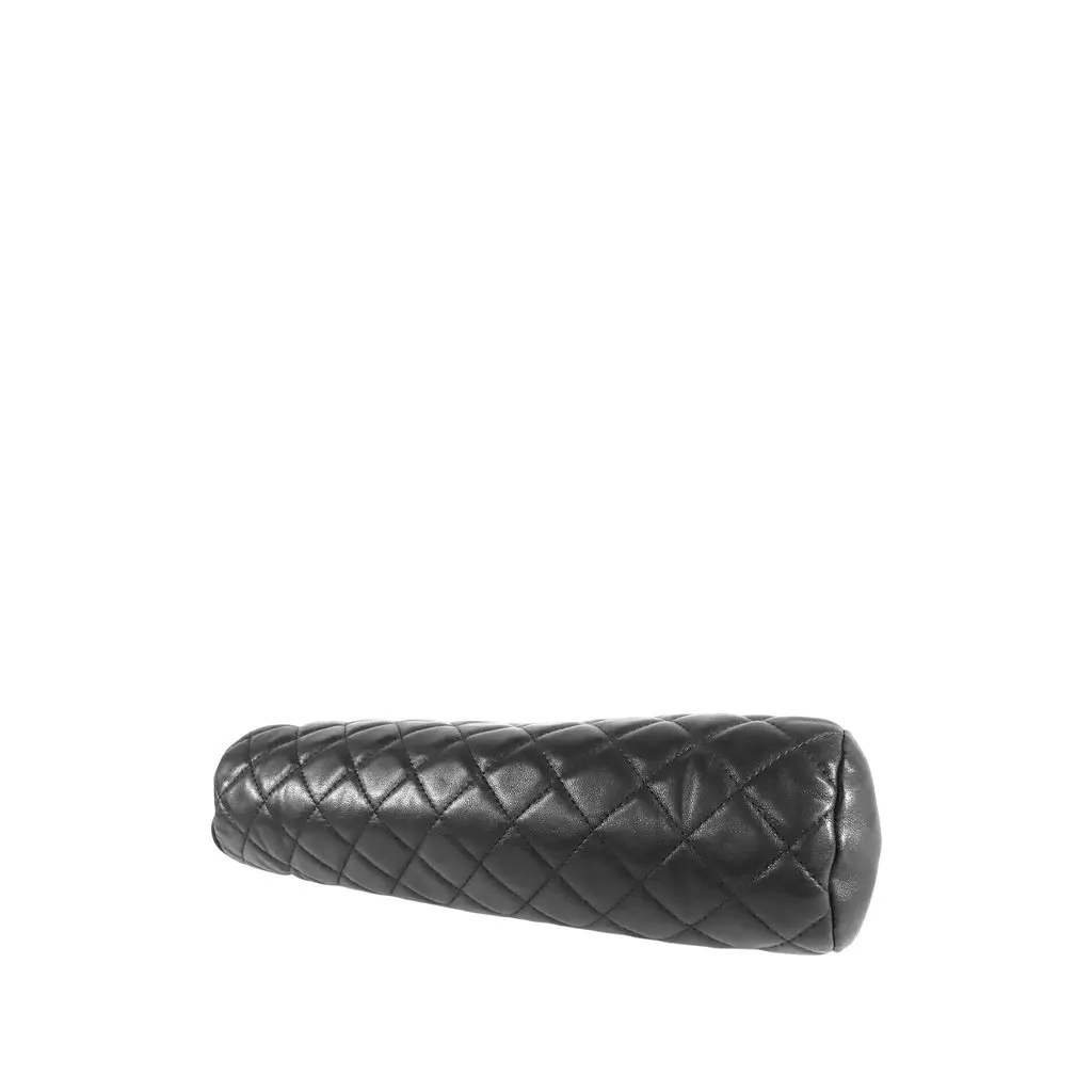 Chanel Quilted Lambskin Timeless Kisslock Clutch Black Leather Very good - Inside View