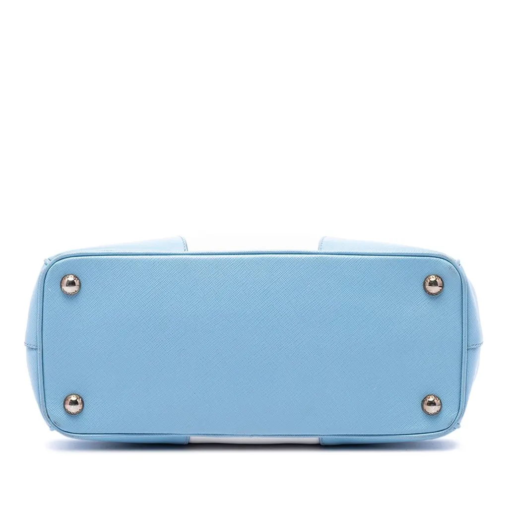 Prada Small Bicolor Saffiano Lux Galleria Double Zip Satchel White Leather Very good - Inside View