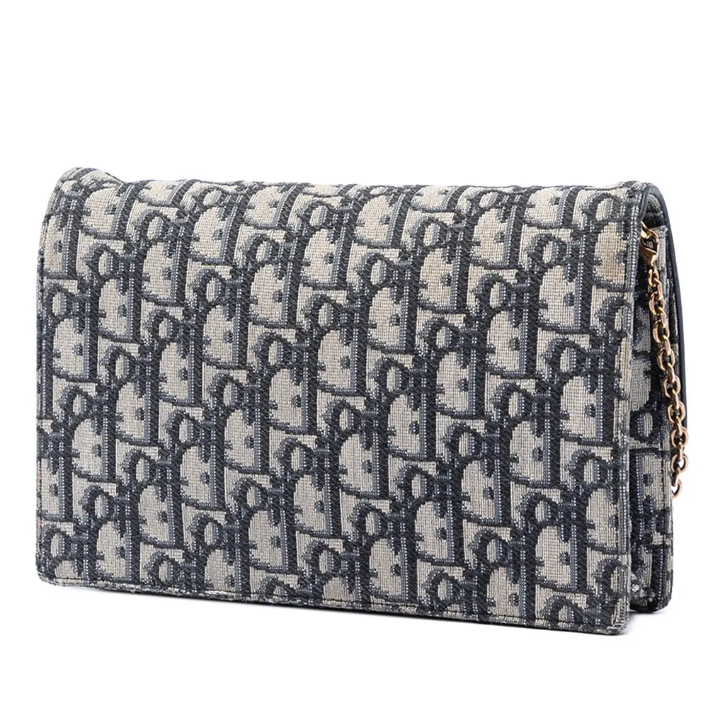 Dior Oblique Canvas Saddle Pouch Wallet on Chain Blue Very good - Back View
