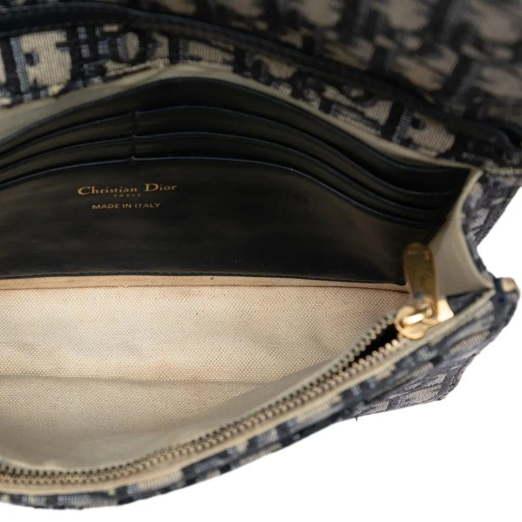 Dior Oblique Canvas Saddle Pouch Wallet on Chain Blue Very good - Model View