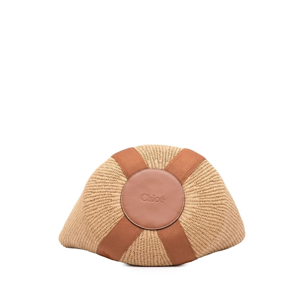 Chloé Large Raffia Woody Basket Tote Brown Rattan Never worn - Inside View