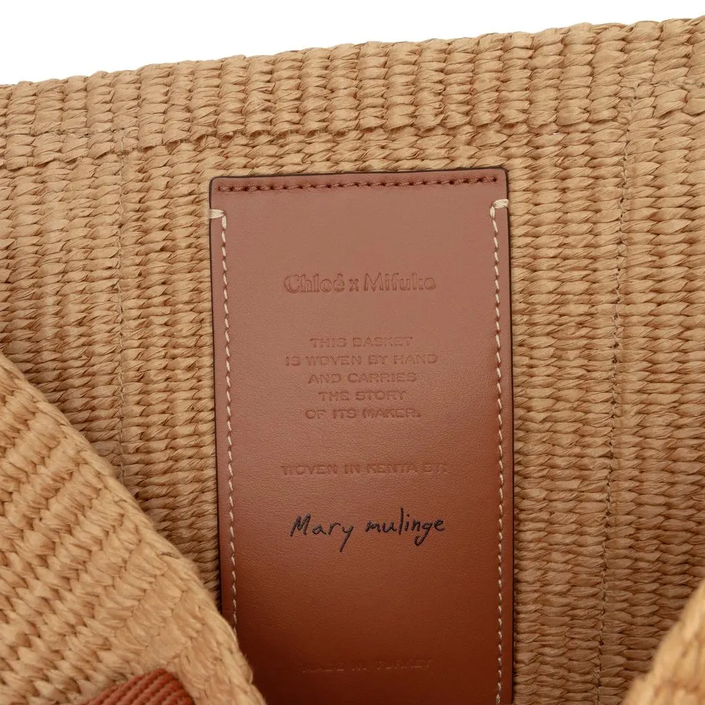 Chloé Large Raffia Woody Basket Tote Brown Rattan Never worn - Box View