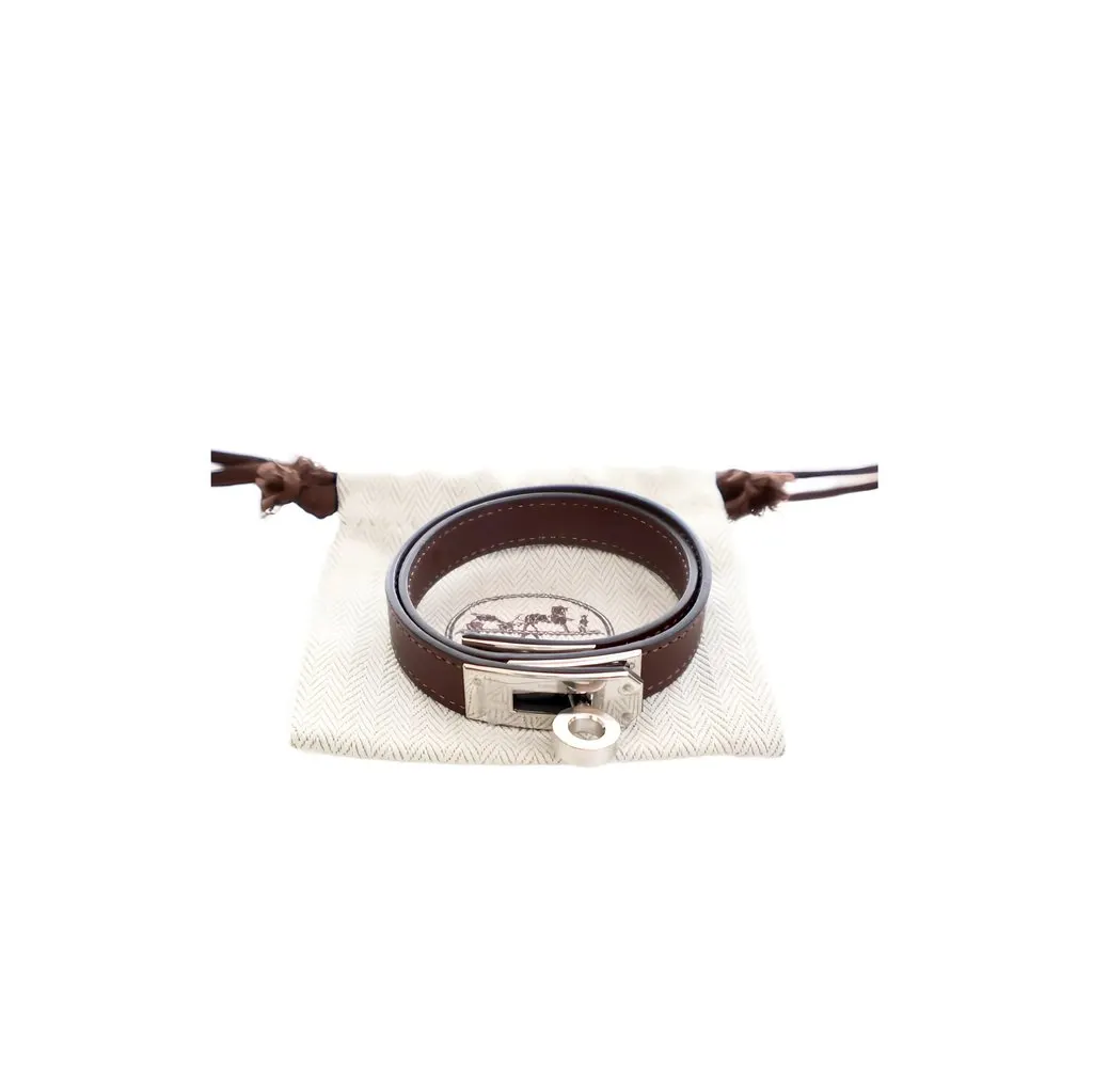 Hermès Swift Kelly Double Tour Bracelet Brown Leather Very good - Model View