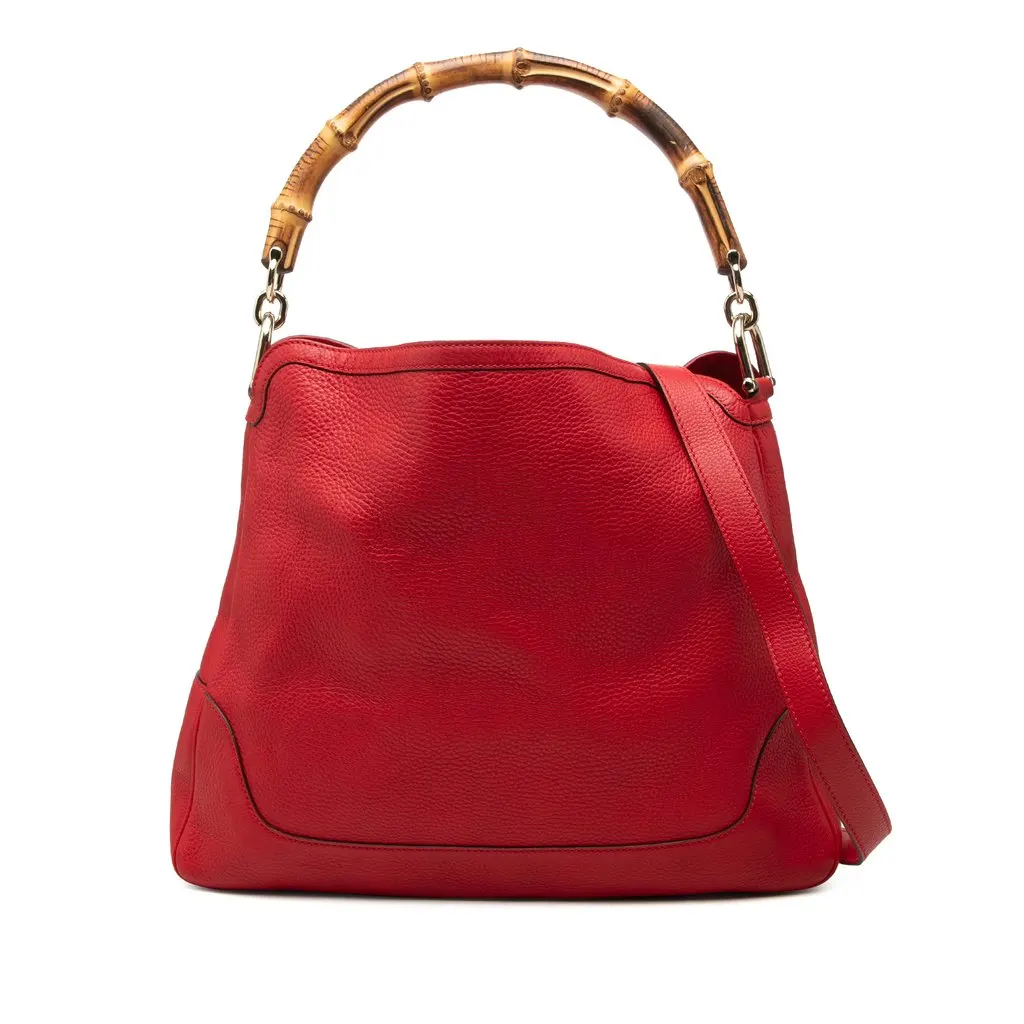 Gucci Calfskin Bamboo Diana Satchel Red Leather Good - Front View