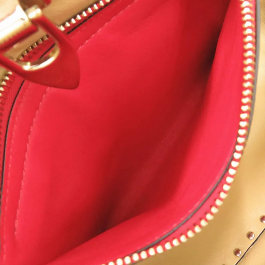 Valentino Small Leopard Printed Canvas Rockstud Trapeze Satchel Brown Canvas Good - Box View