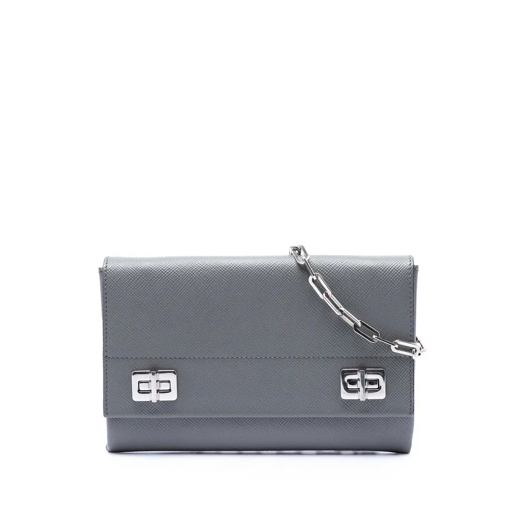 Prada Saffiano Cuir Twist Lock Chain Flap MultiColor Leather Very good - Front View