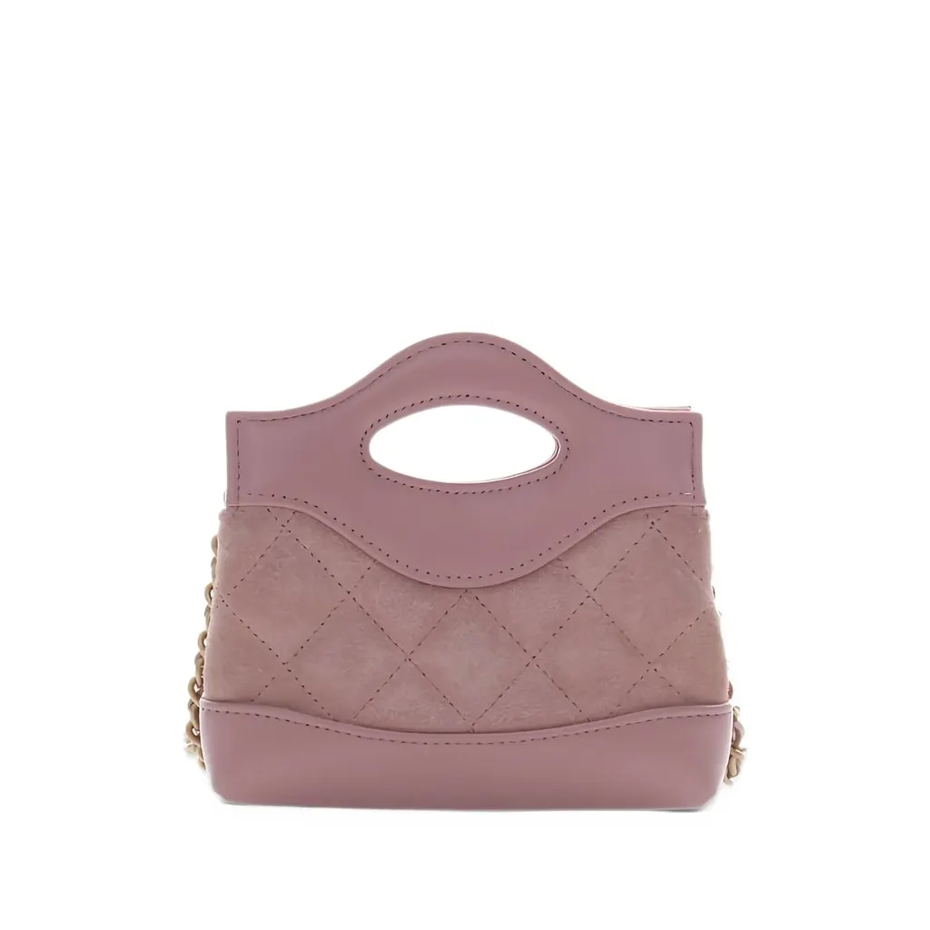 Chanel Micro Quilted Suede and Shiny Calfskin 31 Shopping Bag Pink Suede Very good - Back View